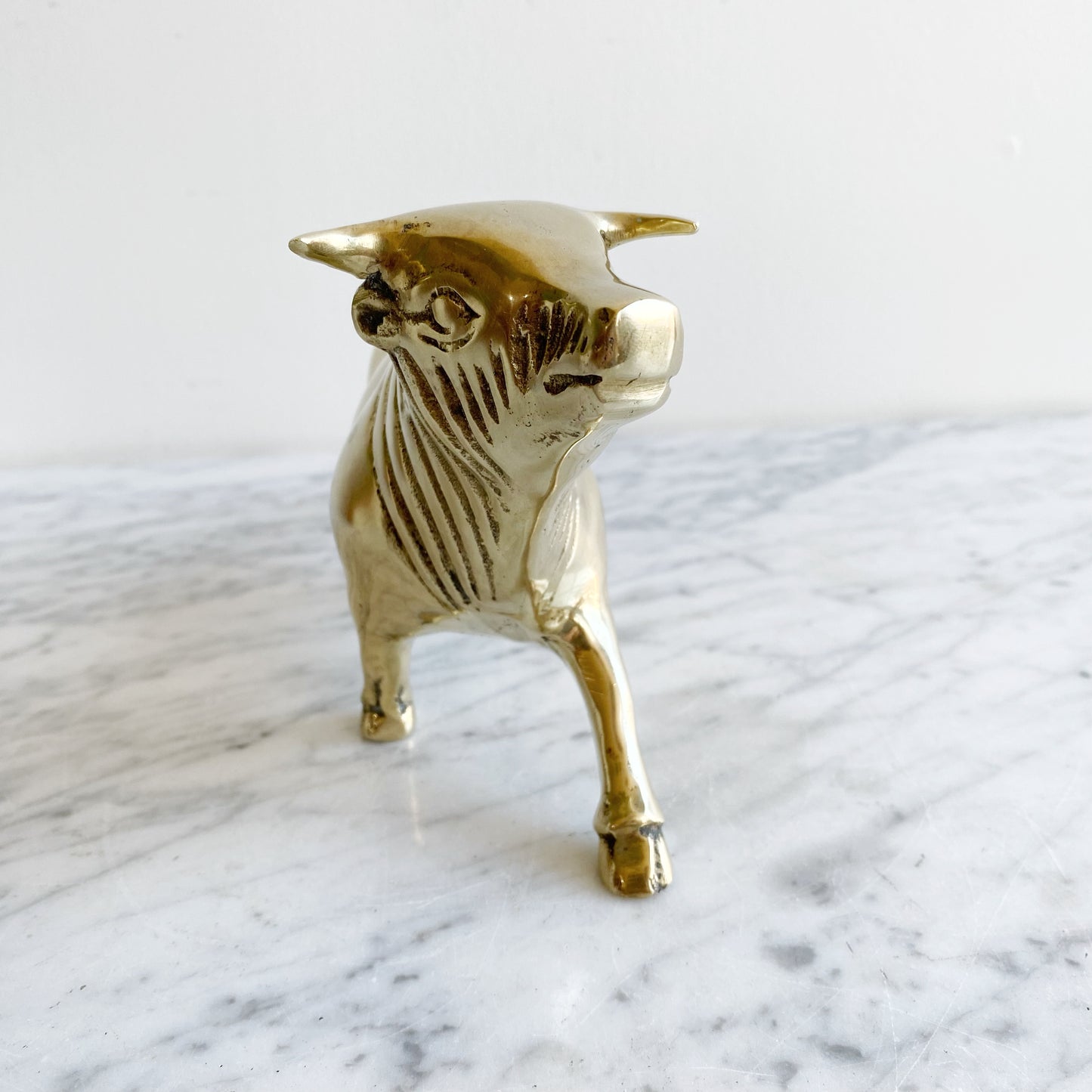 Large Vintage Brass Bull, 9.75"
