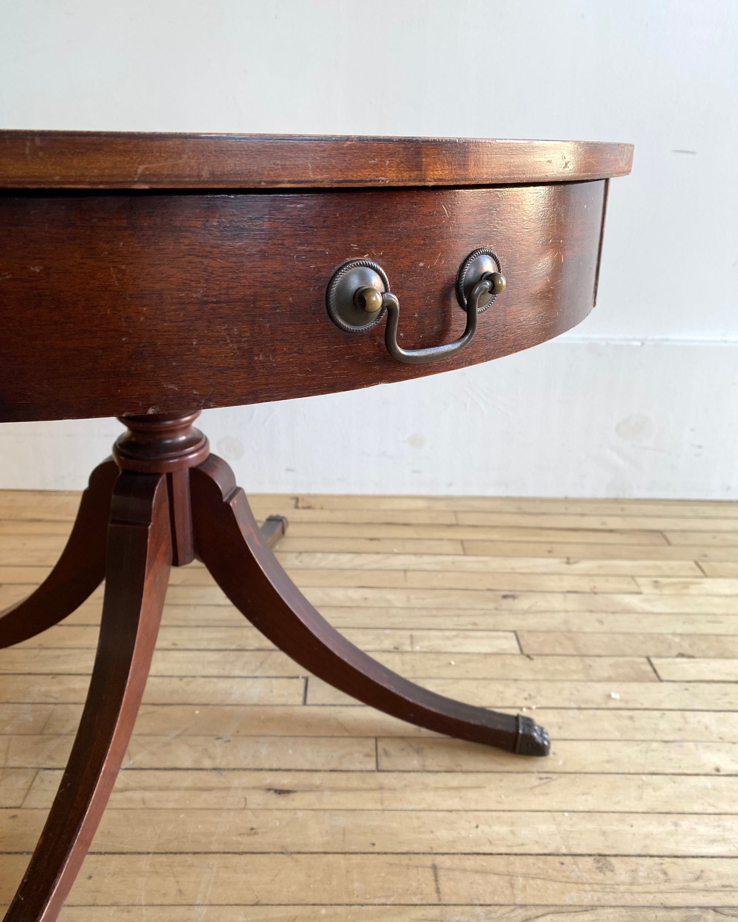 Antique Mahogany Drum Side Table