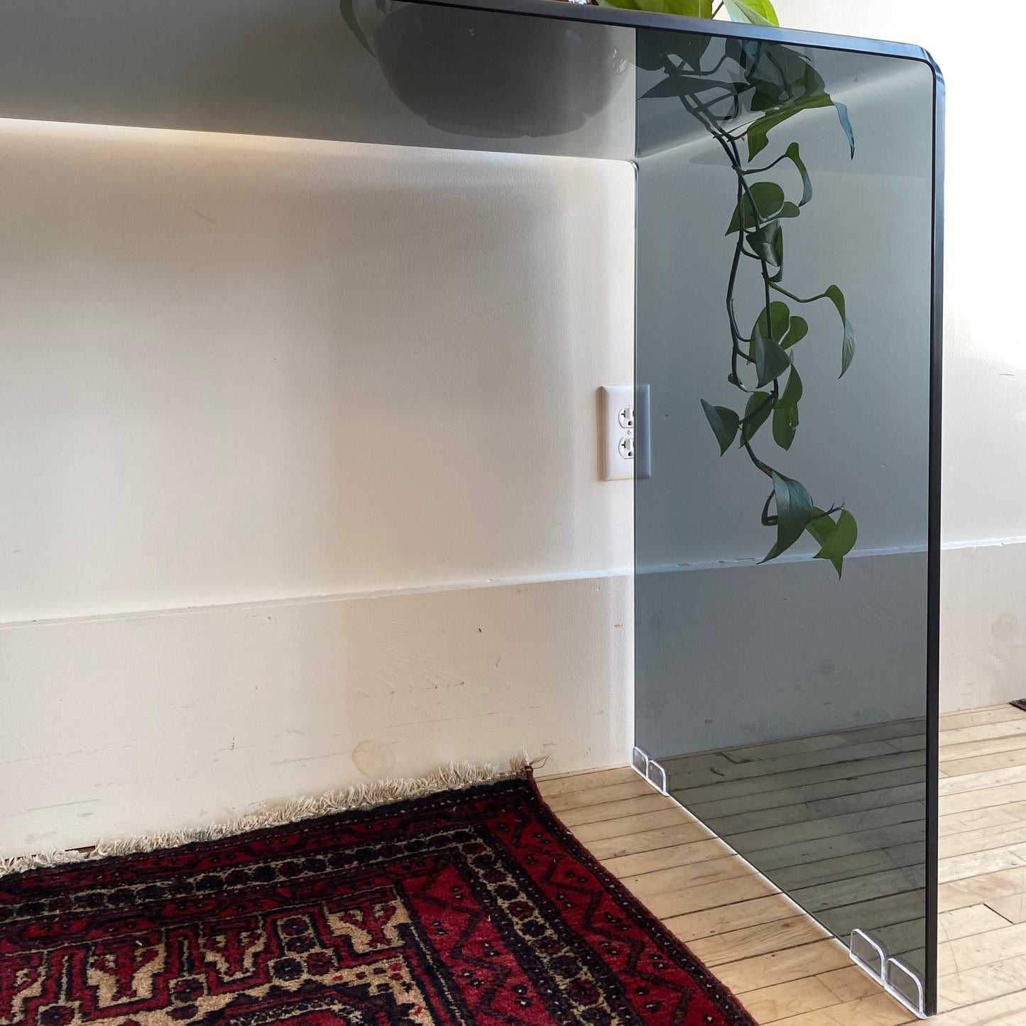 Smoked Glass Waterfall Console Table / Desk