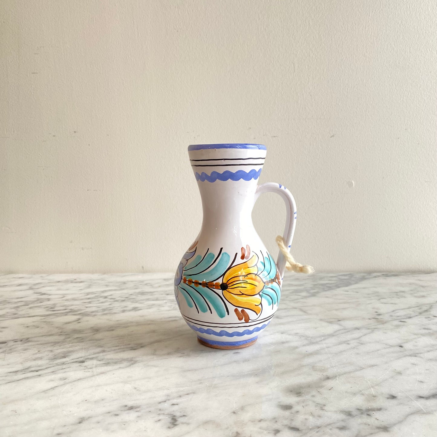 Small Vintage Hungarian Folk Art Pitcher, 6.5"