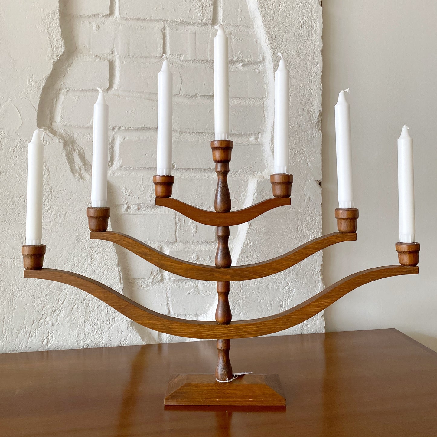 Vintage XL Wooden Candelabra, 24"