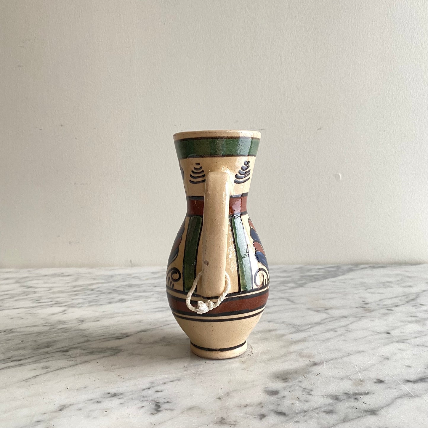 Small Vintage Hungarian Folk Art Pitcher, 6.5"