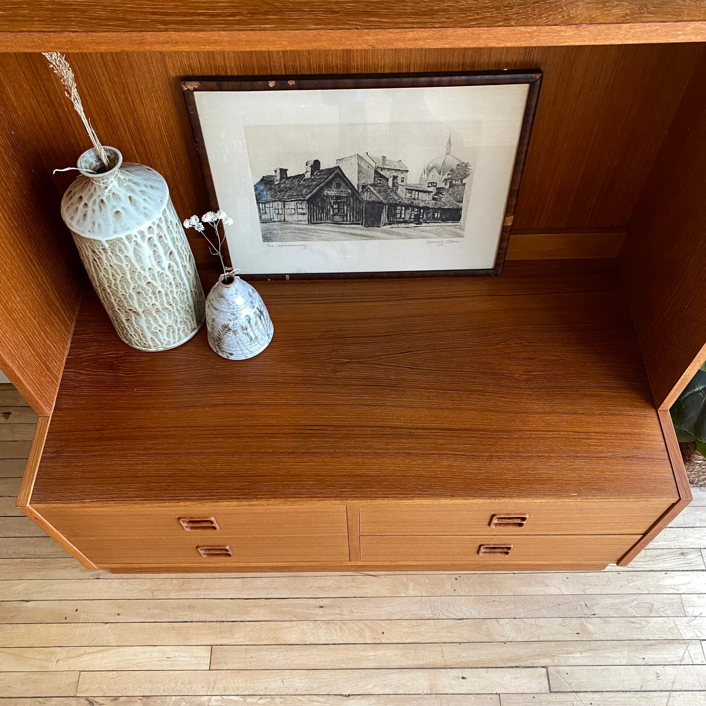 Vintage Teak Hutch with Drawers