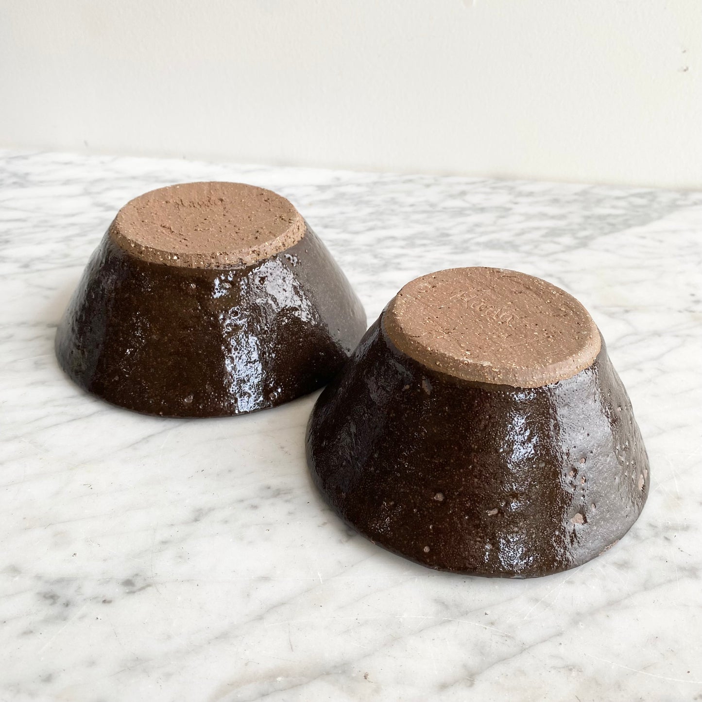 Single Found Dark Brown Pottery Bowl, 6"