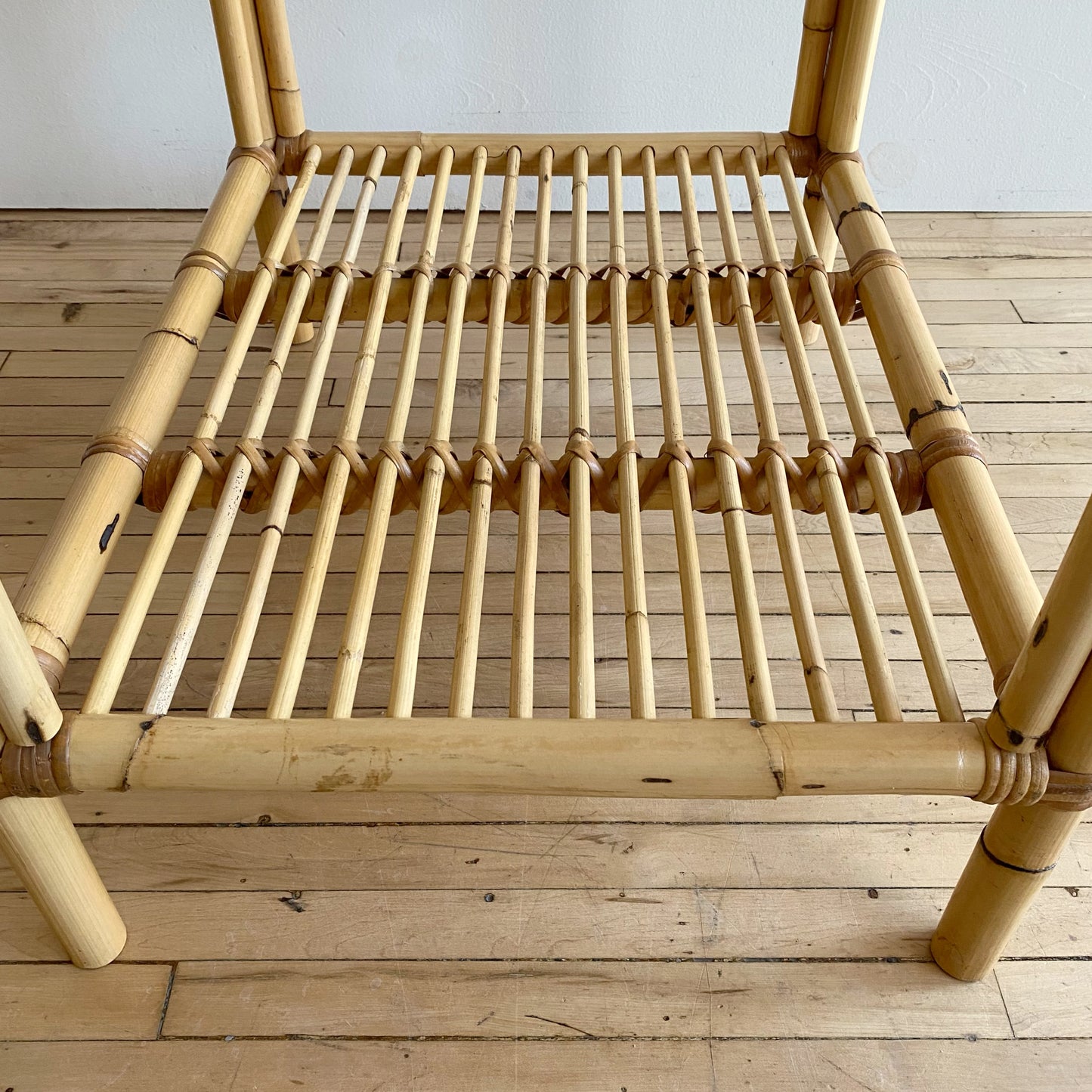 Vintage Rattan + Glass End Table