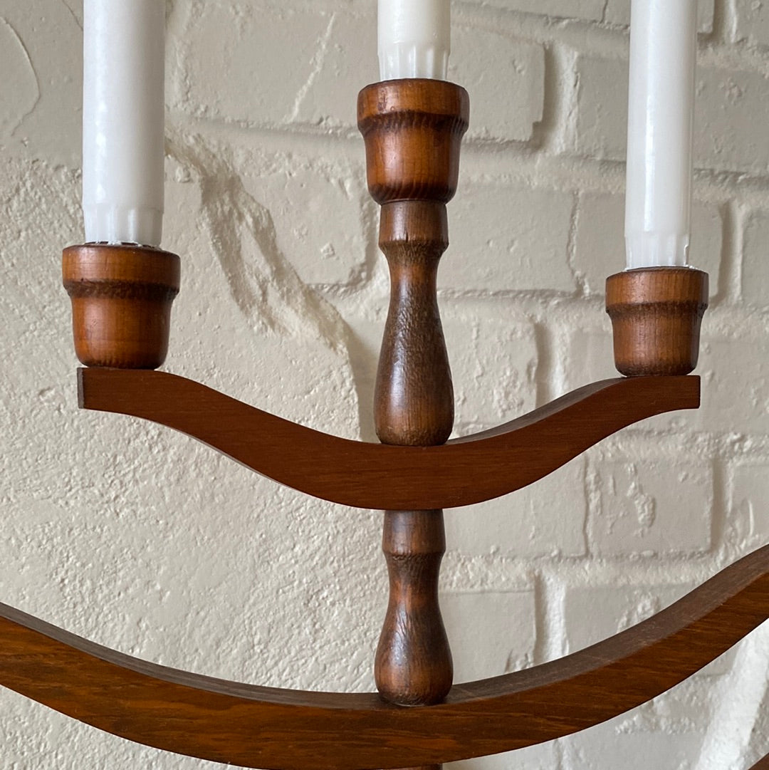 Vintage XL Wooden Candelabra, 24"