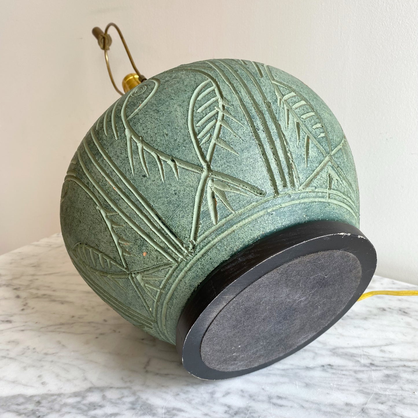 Vintage "Carved" Green Ceramic Lamp