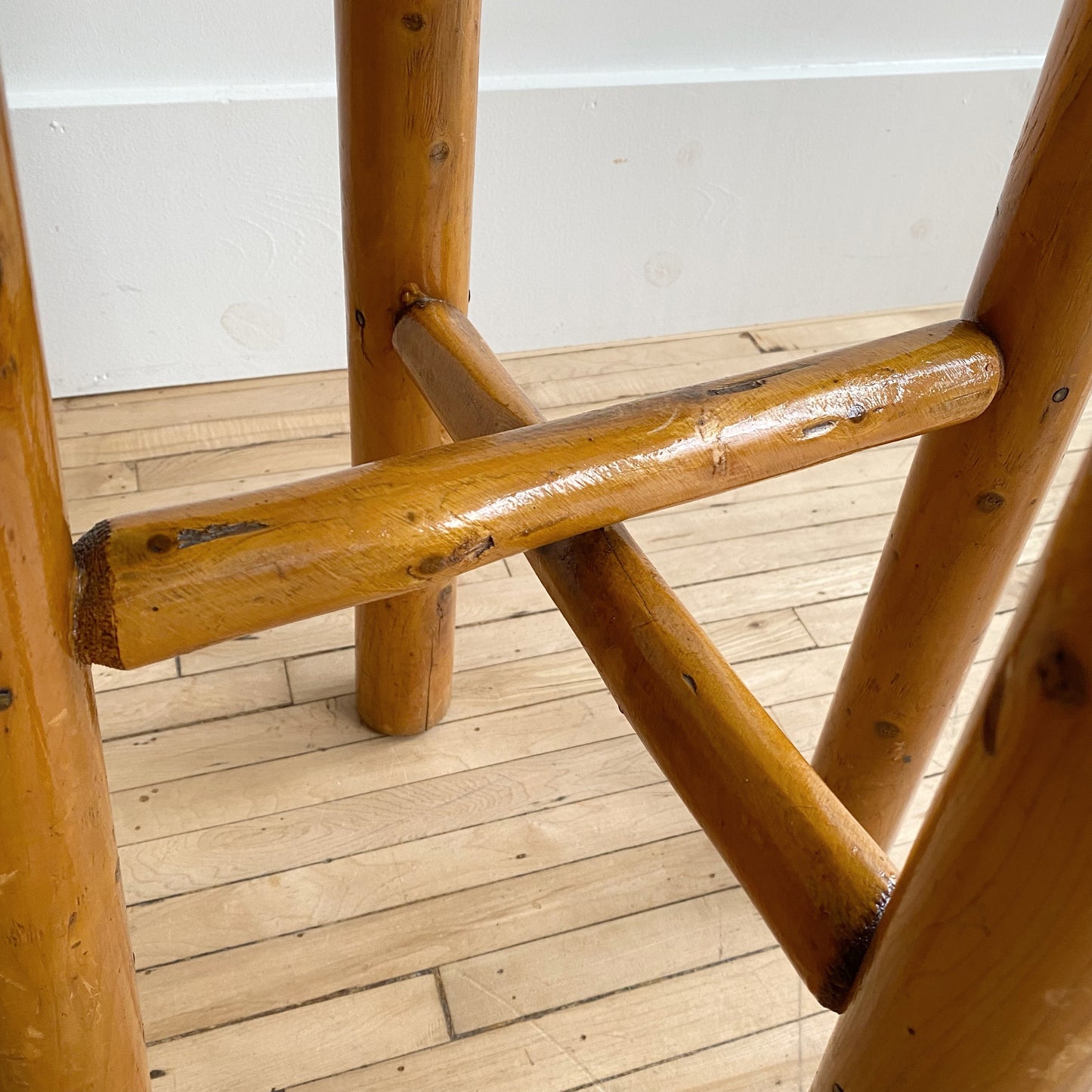 Pair of Vintage Handcrafted Folksy Pine Stools