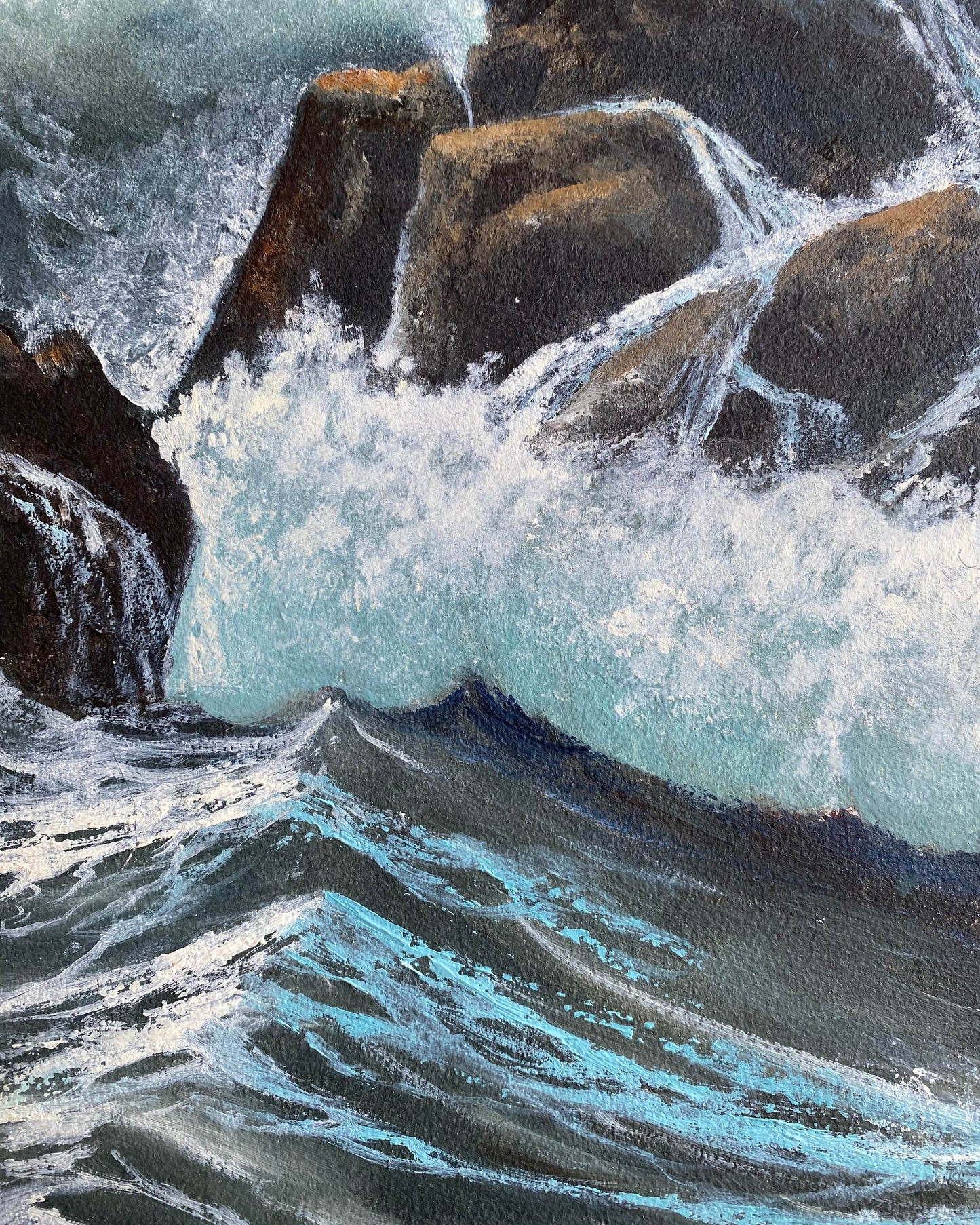 Vintage Original Seascape Painting, Signed (24 x 20")