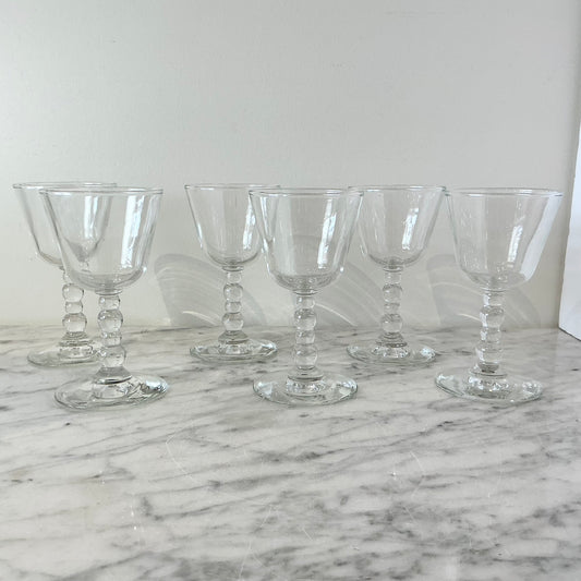 S/6 Vintage Bubble Stem Glasses