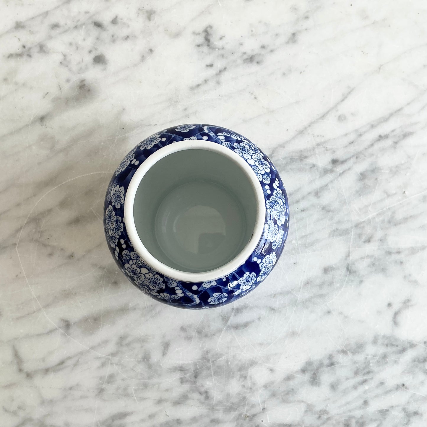 Petite Vintage Blue & White Ceramic Ginger Jar