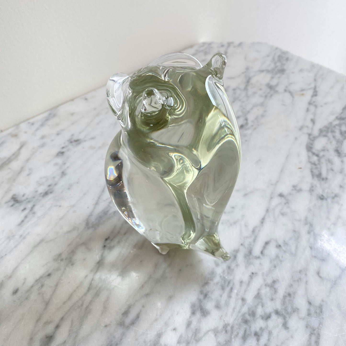 Vintage Glass Owl Paperweight / Sculpture