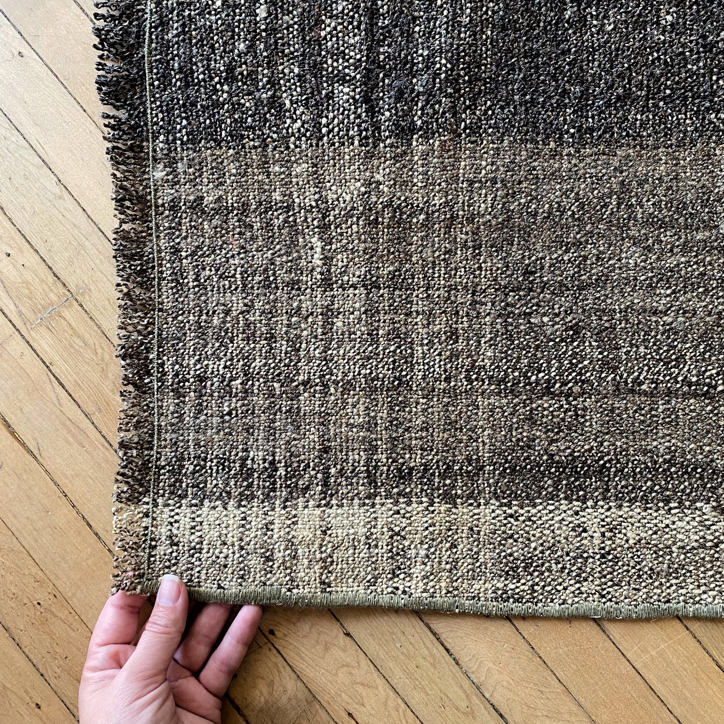 Neutral Hand-knotted Turkish Runner / Rug (1' 11" x 3' 10.5")