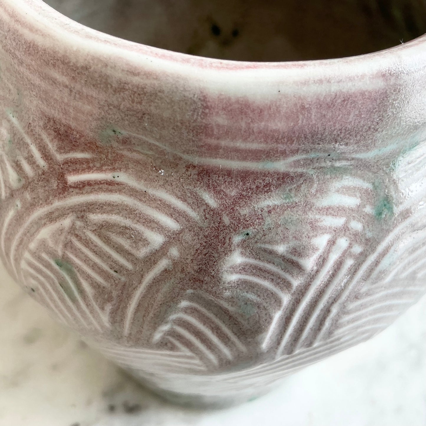 Found Textured Mauve Pottery Vase
