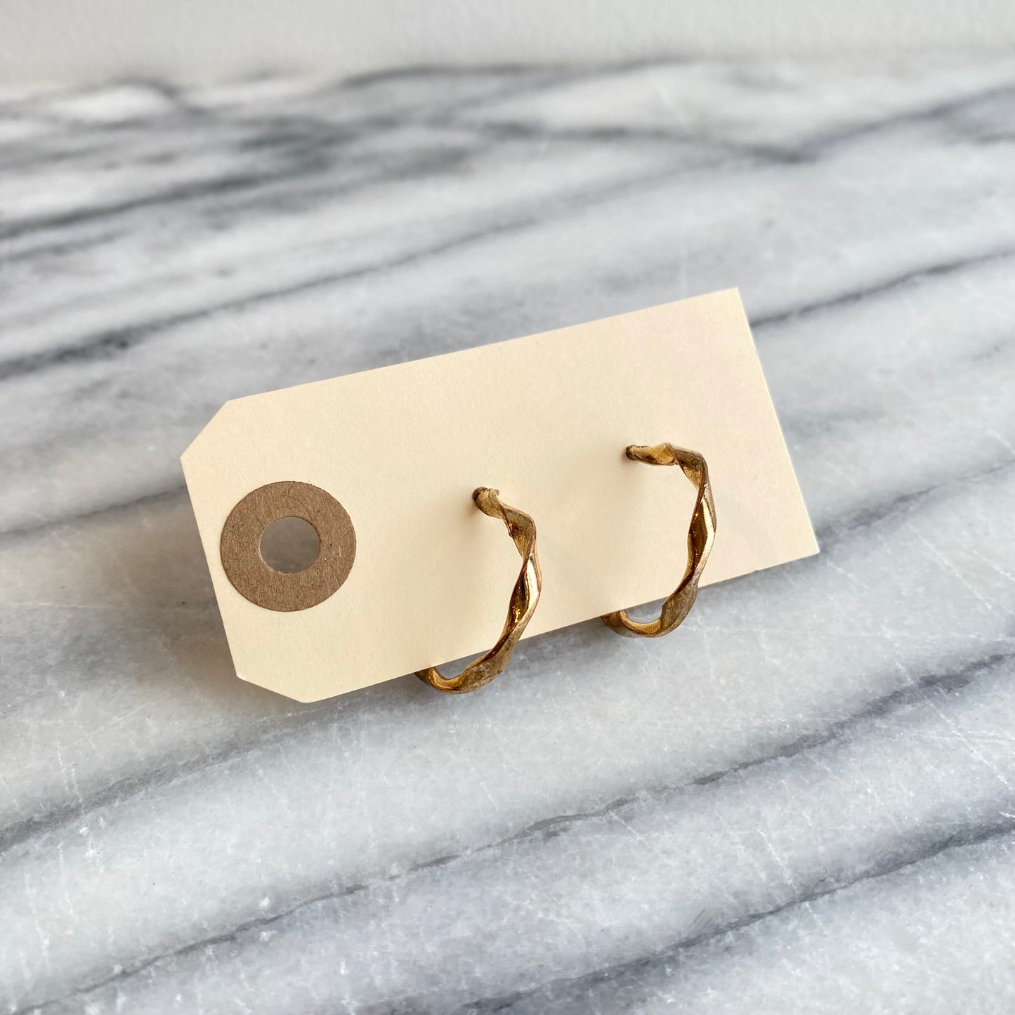 Vintage Twisty Gold Hoop Earrings