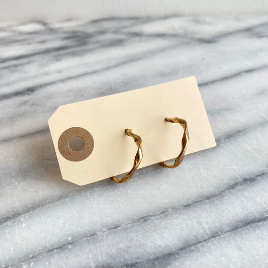 Vintage Twisty Gold Hoop Earrings
