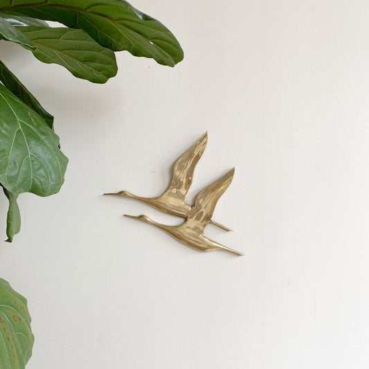 Vintage Brass Flying Geese Wall Decor, 14"