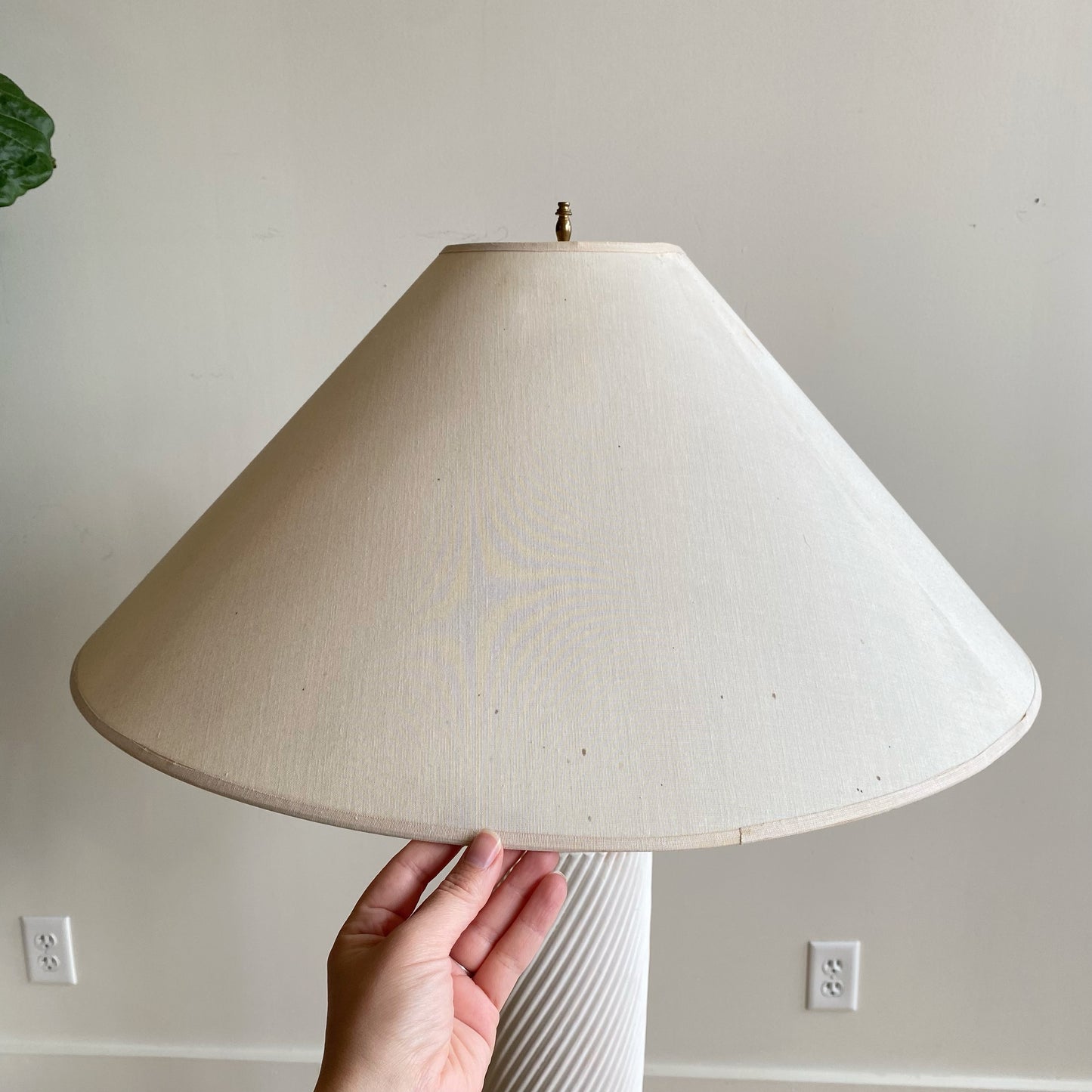 Vintage Reeded Plaster Floor Lamp with Shade