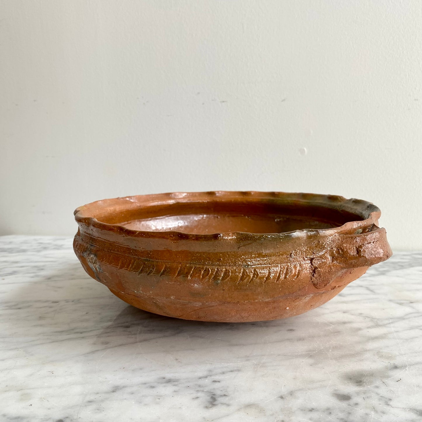 Vintage Clay Bowl with Handles, Choose Size
