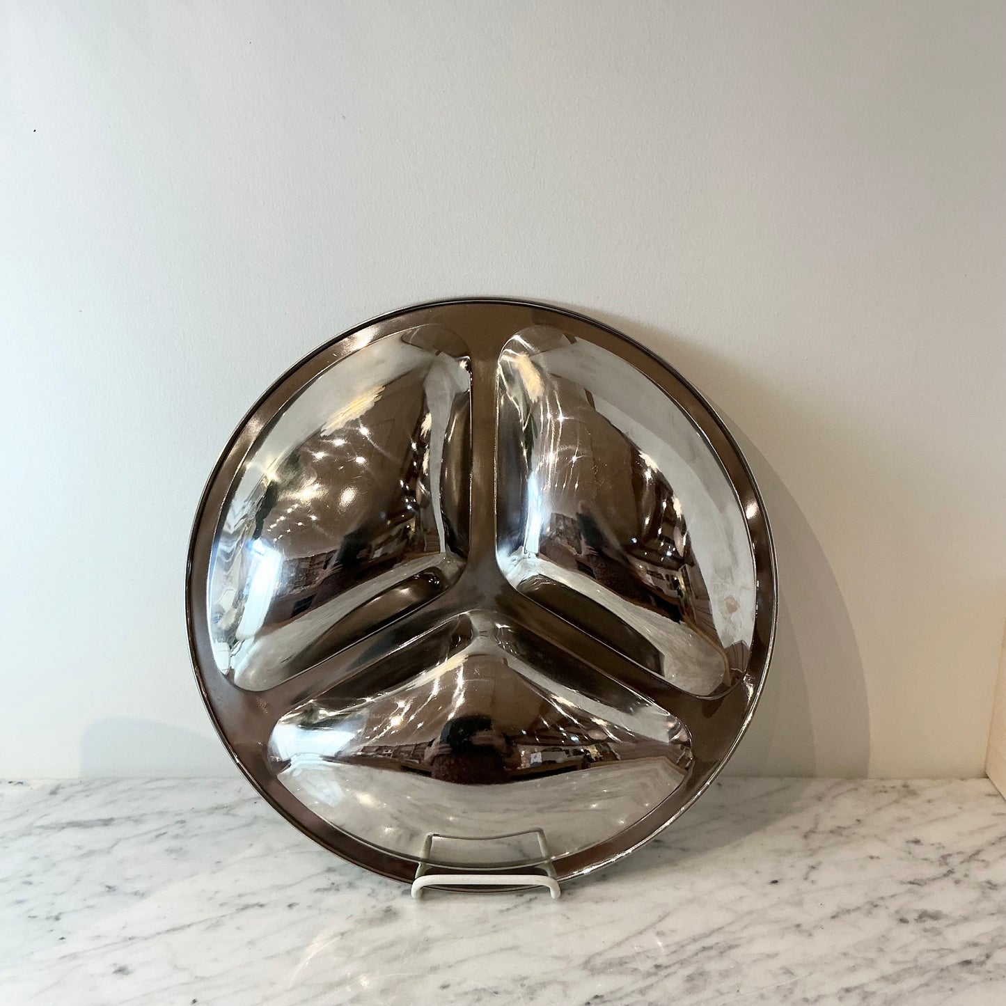 Large Vintage Stainless Steel Divided Platter