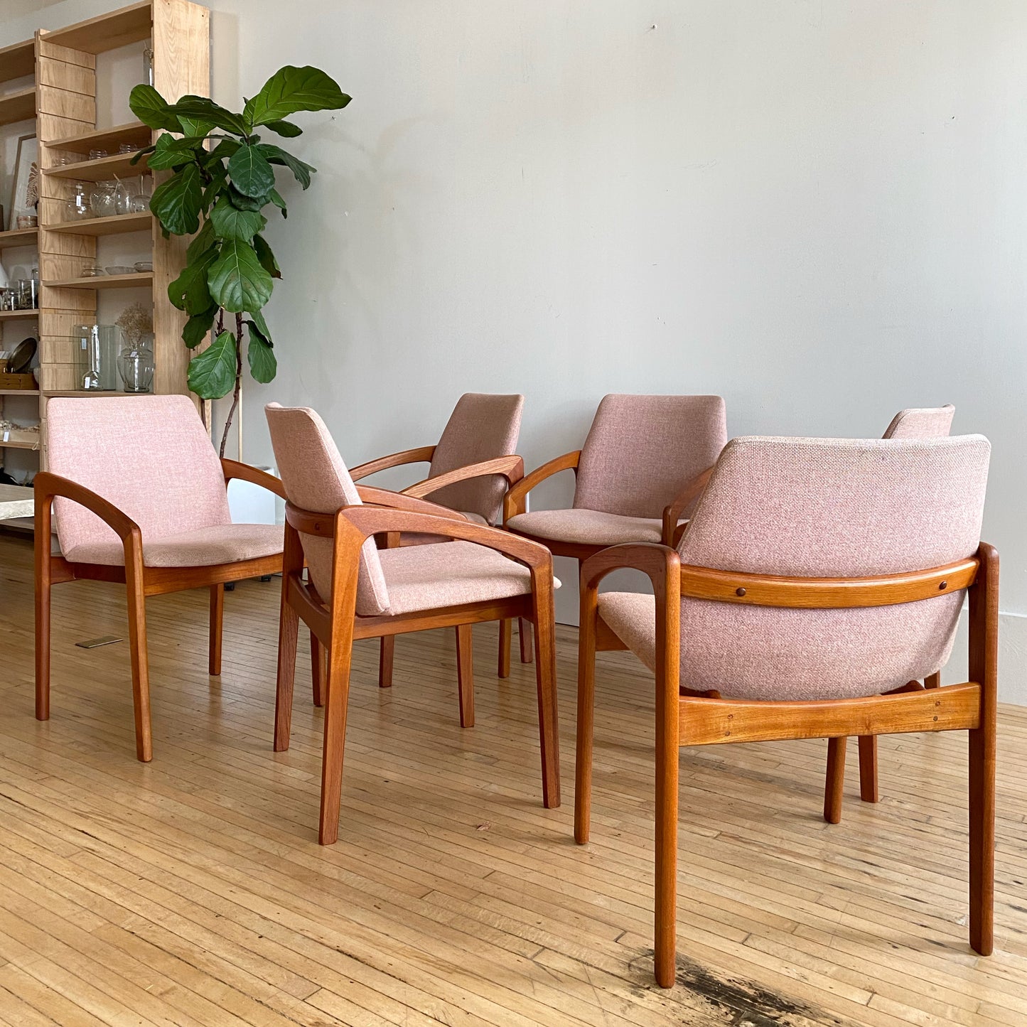 S/6 Teak Danish Modern Dining Chairs by Kai Kristiansen, produced by KS Mobler