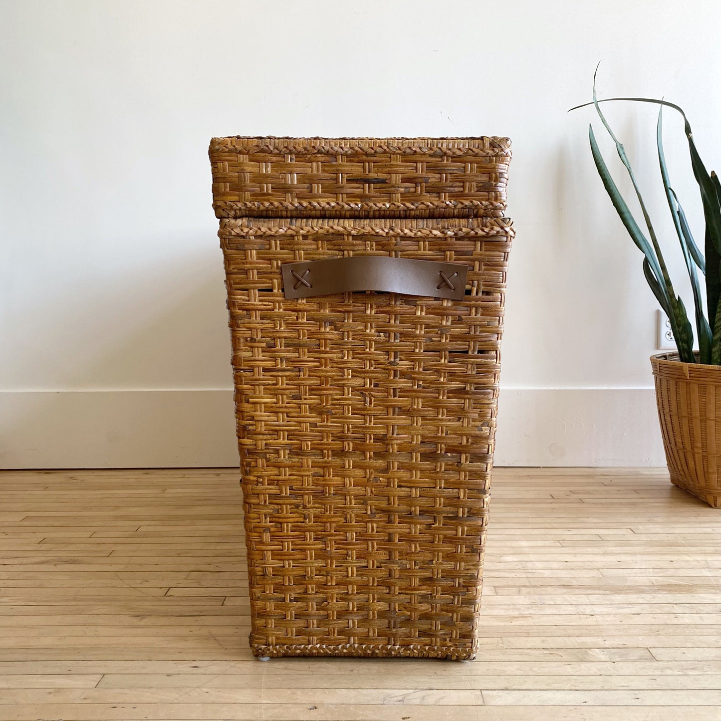 Found Oversized Wicker Chest / Lidded Basket / Console Table