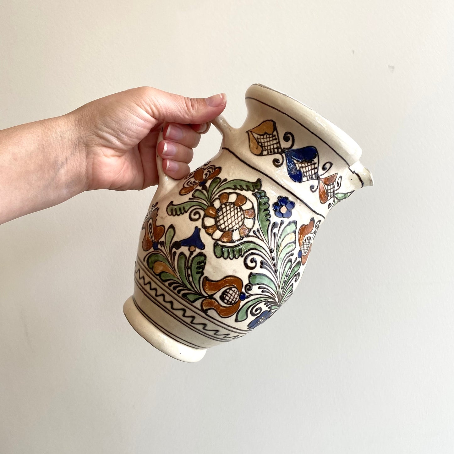 Vintage Hungarian Water Pitcher, 8.75"
