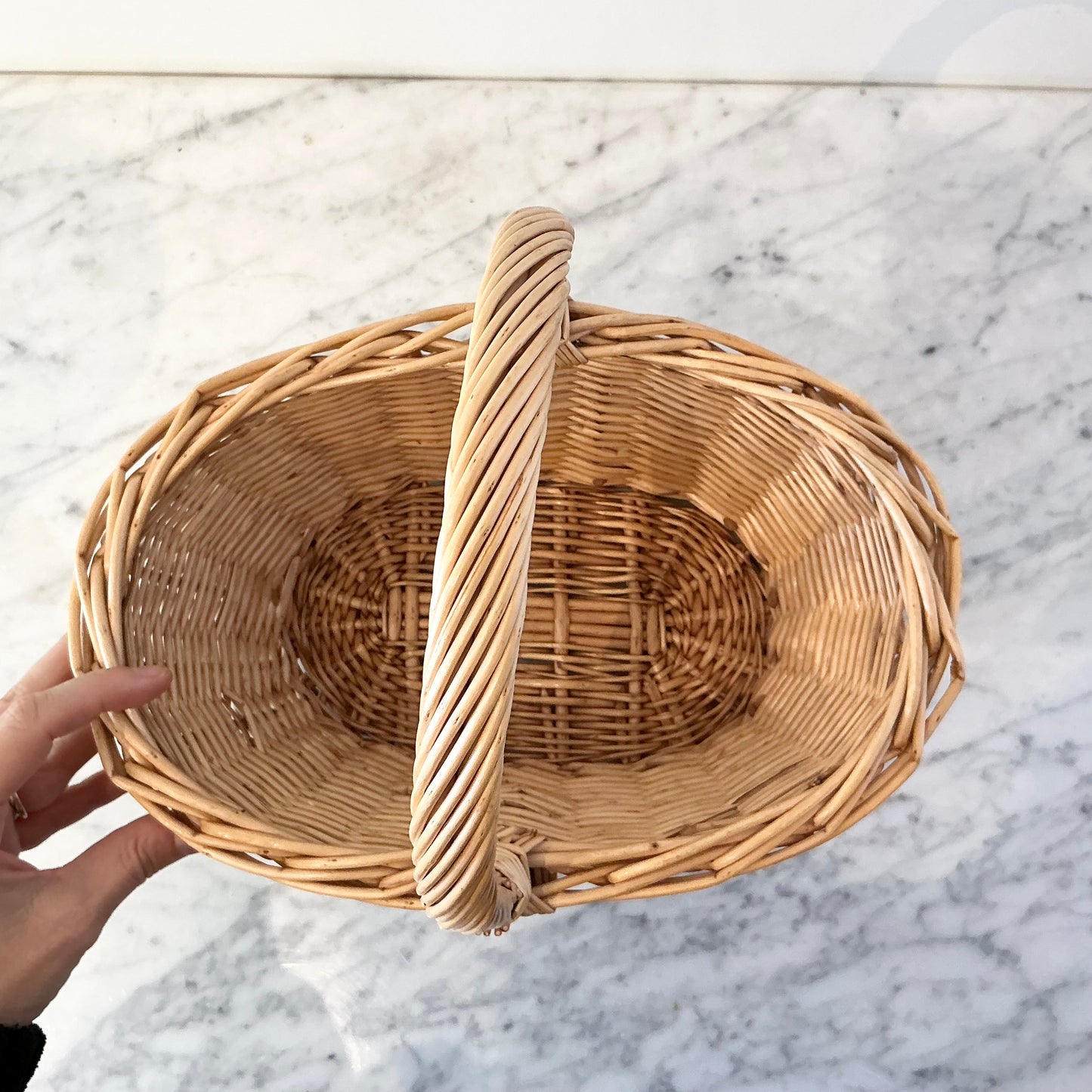 Petite Vintage Wicker Basket with Handle