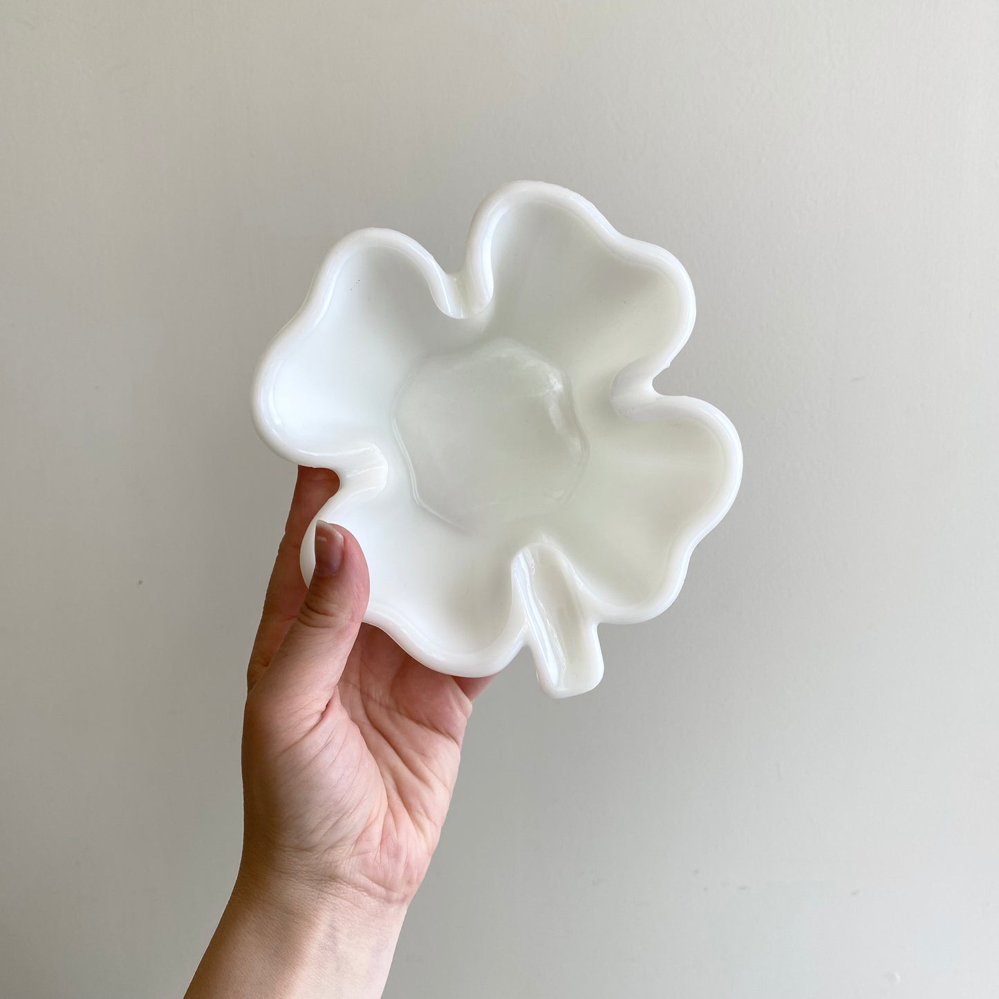 Vintage Milk Glass Clover / Shamrock Ashtray