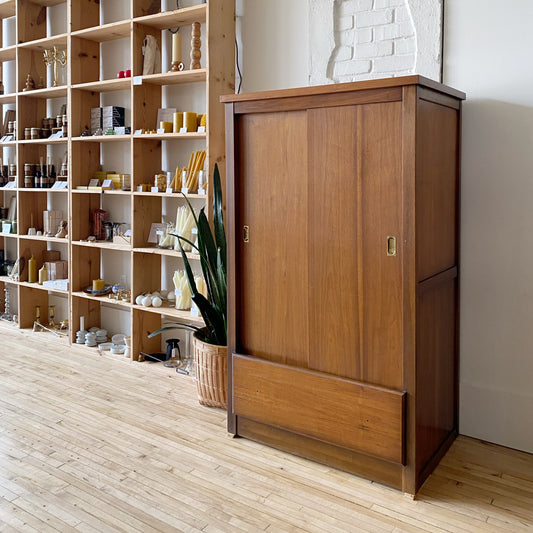 Vintage Mid-century Cedar-lined Teak Wardrobe / Closet