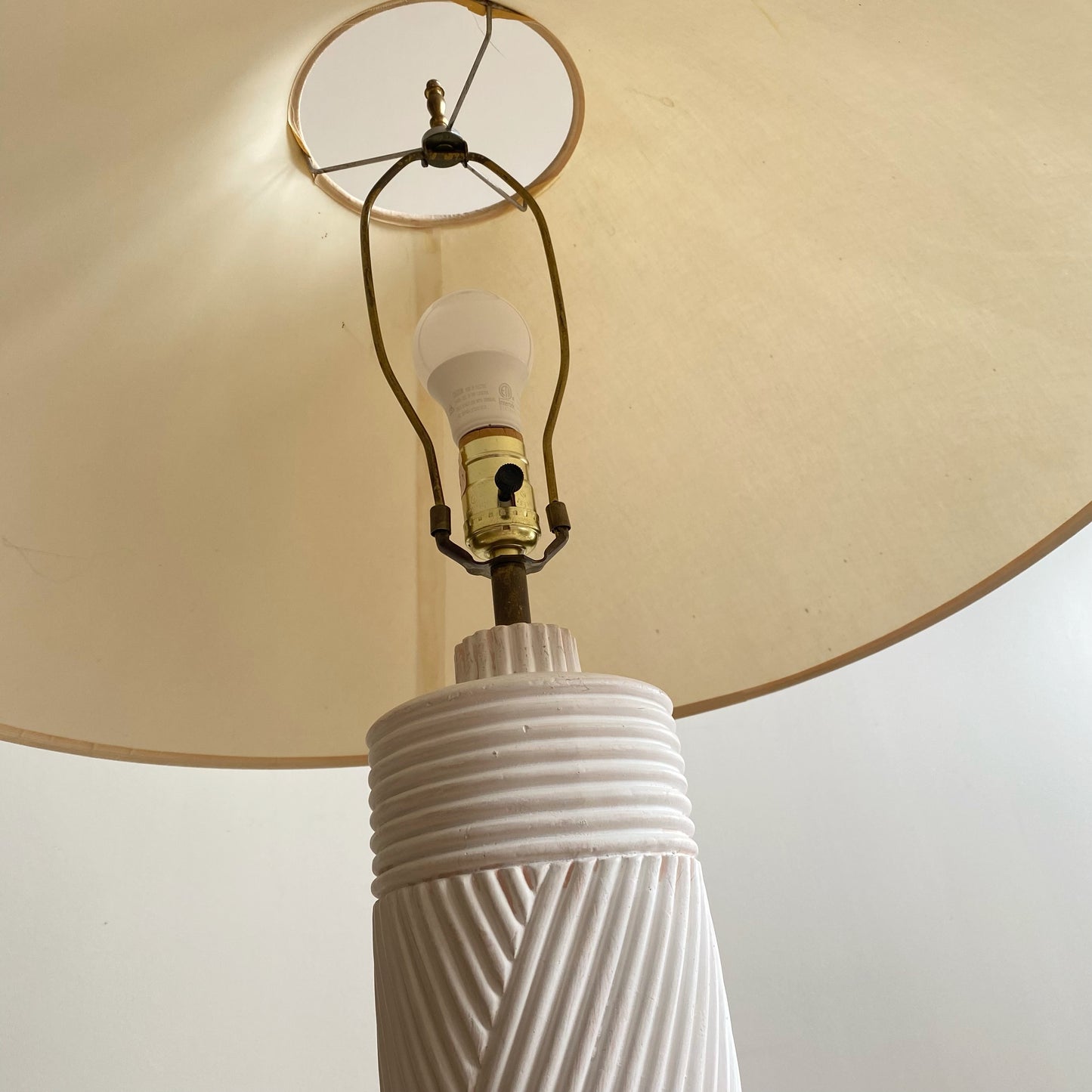 Vintage Reeded Plaster Floor Lamp with Shade