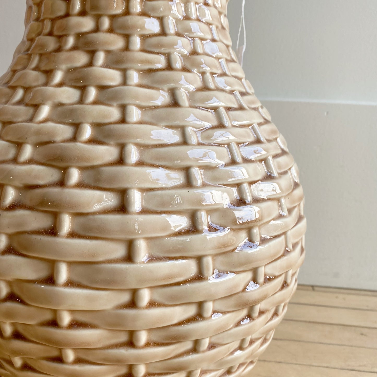 XL Ceramic Vase with Woven Texture, 13"