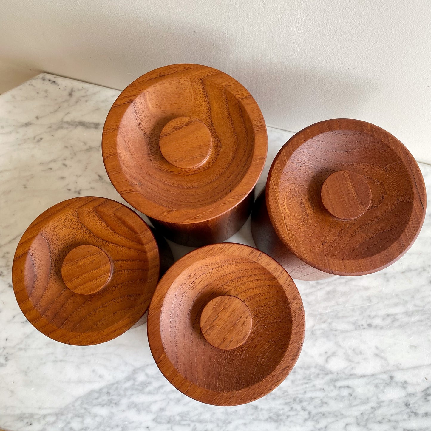 Set of 4 Vintage Mid-Century Teak Kitchen Containers