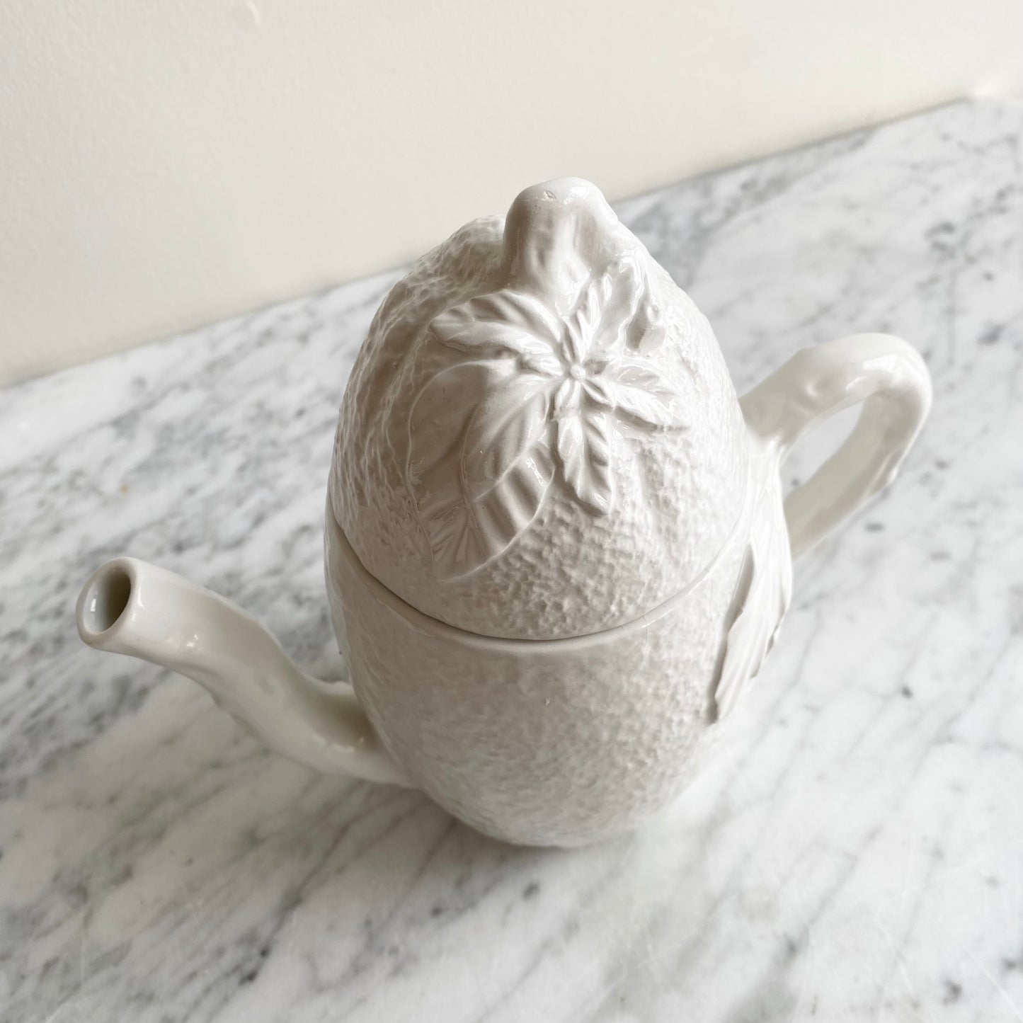 Vintage White Ceramic “Lemon” Teapot
