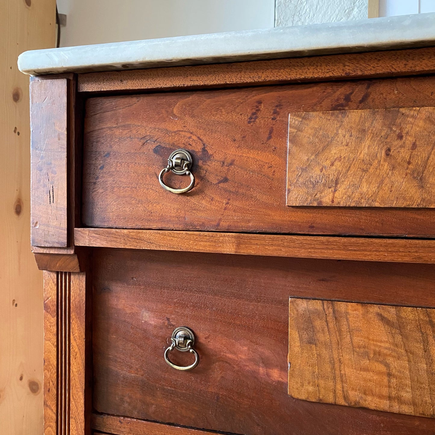 Antique 3-Drawer Dresser with Marble Top