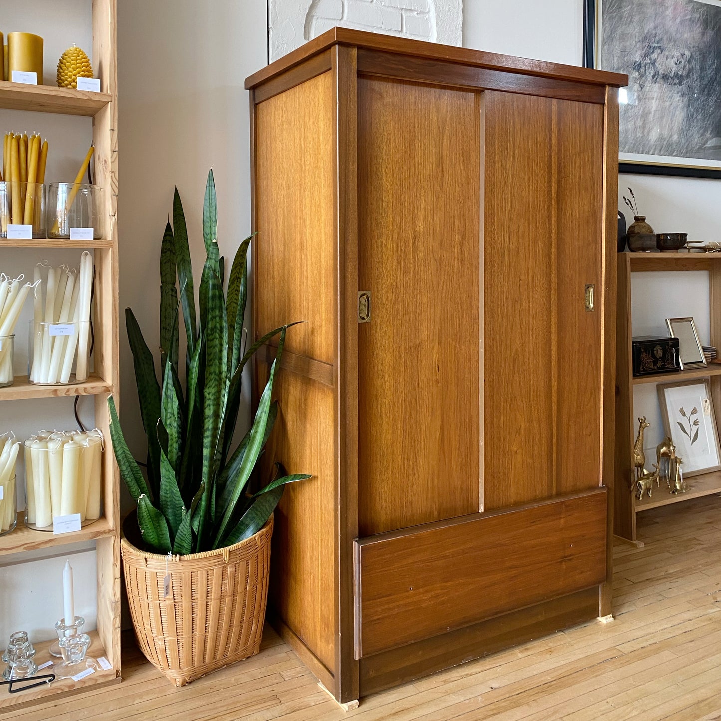 Vintage Mid-century Cedar-lined Teak Wardrobe / Closet