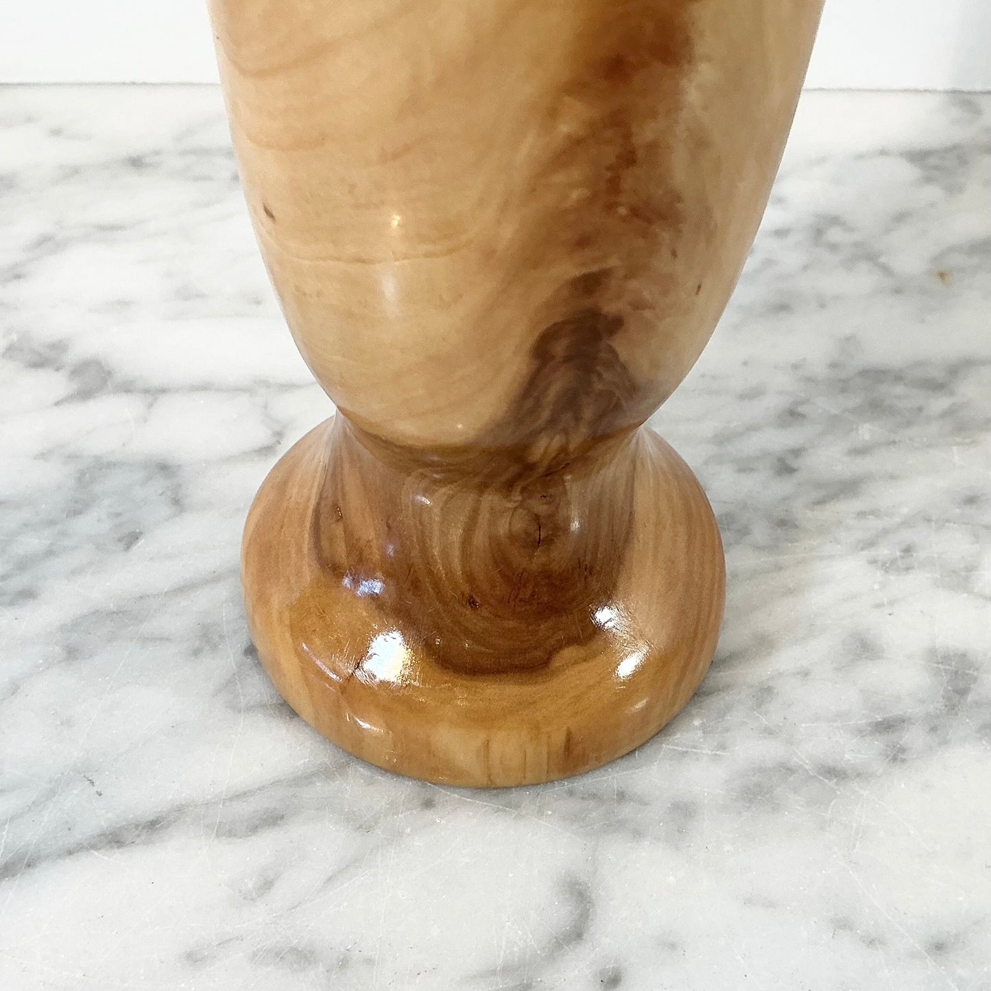 Vintage Turned Wood Vase, 7"