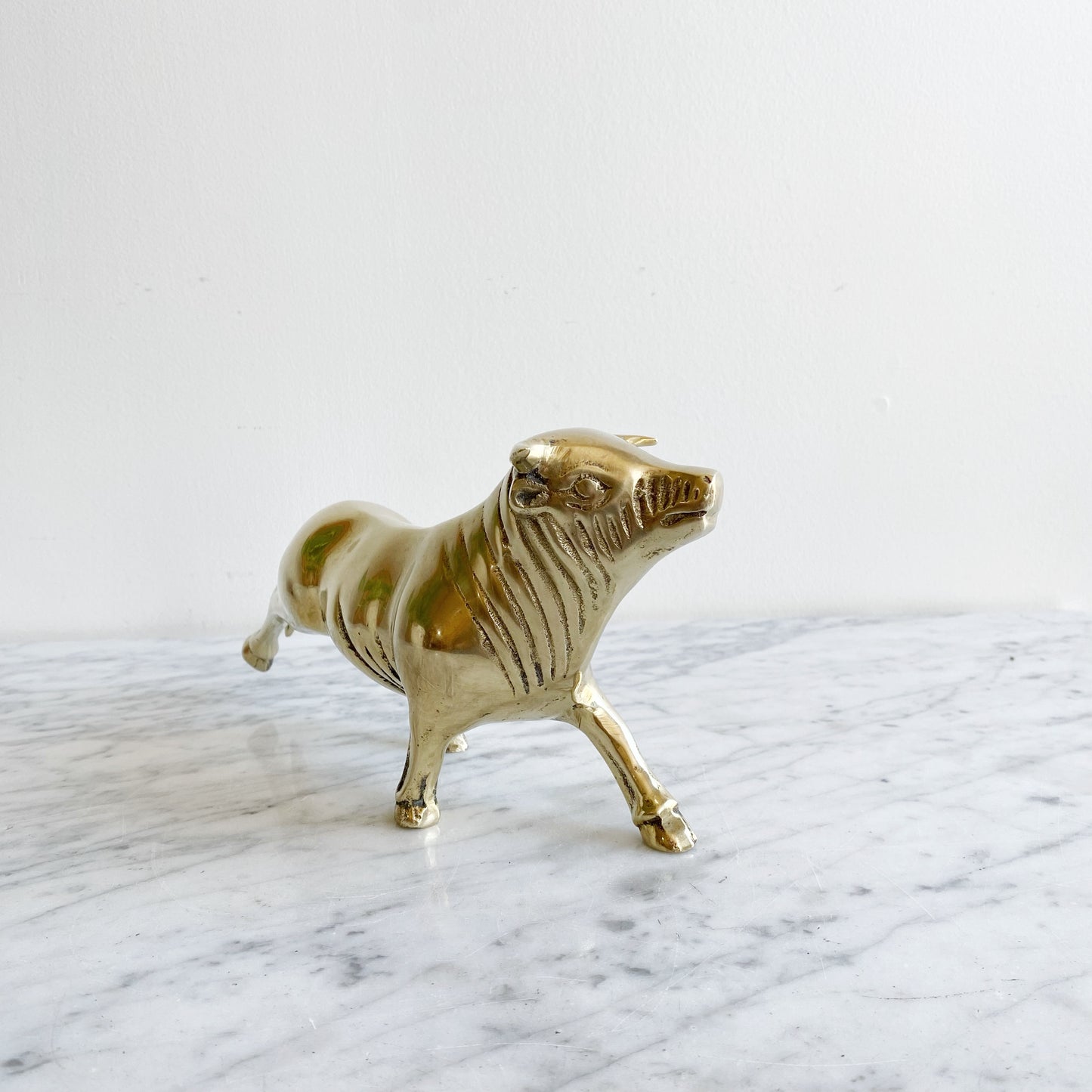 Large Vintage Brass Bull, 9.75"