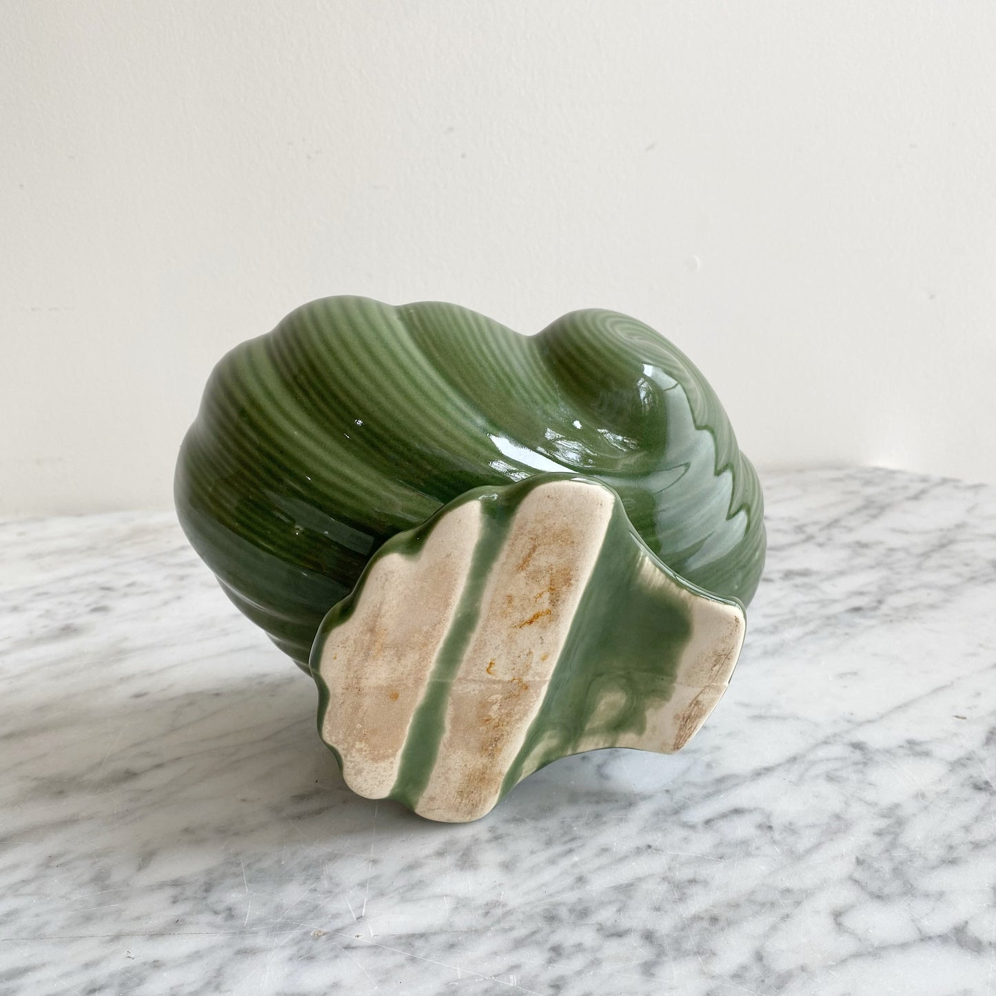 Vintage Green Ceramic "Swirl" Planter