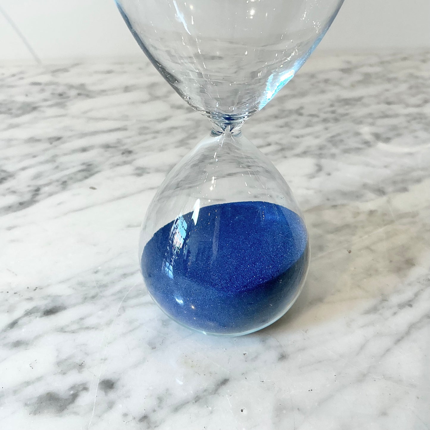 Found Glass Hourglass with Blue Sand