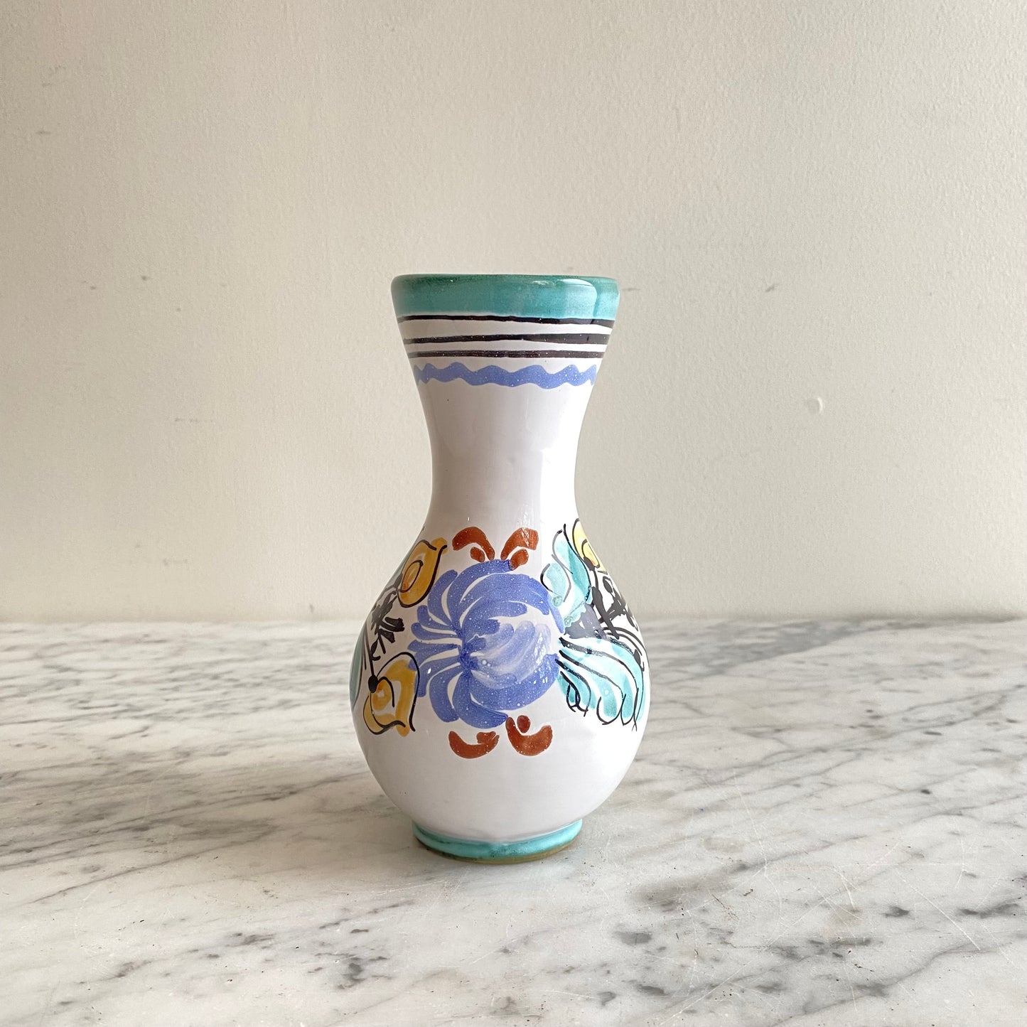 Small Vintage Hungarian Folk Art Pitcher, 6.5"
