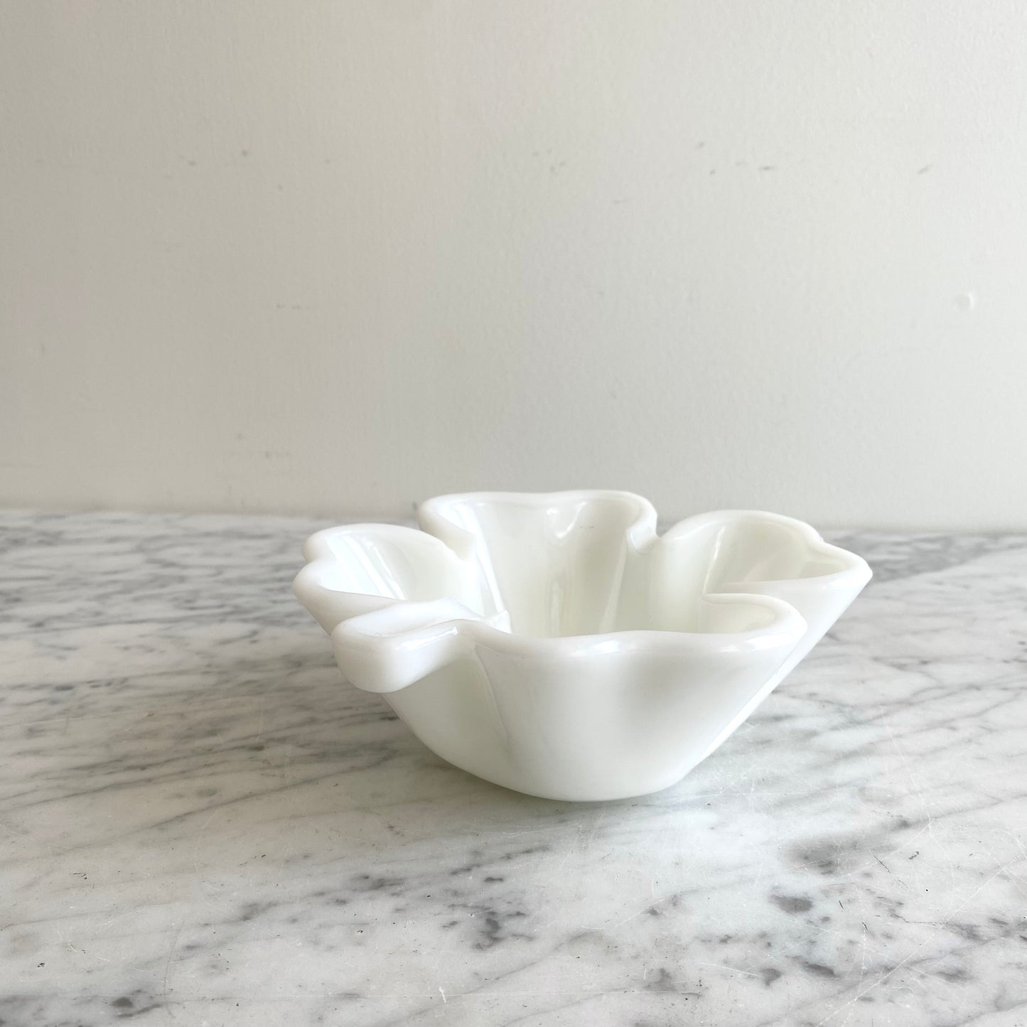 Vintage Milk Glass Clover / Shamrock Ashtray