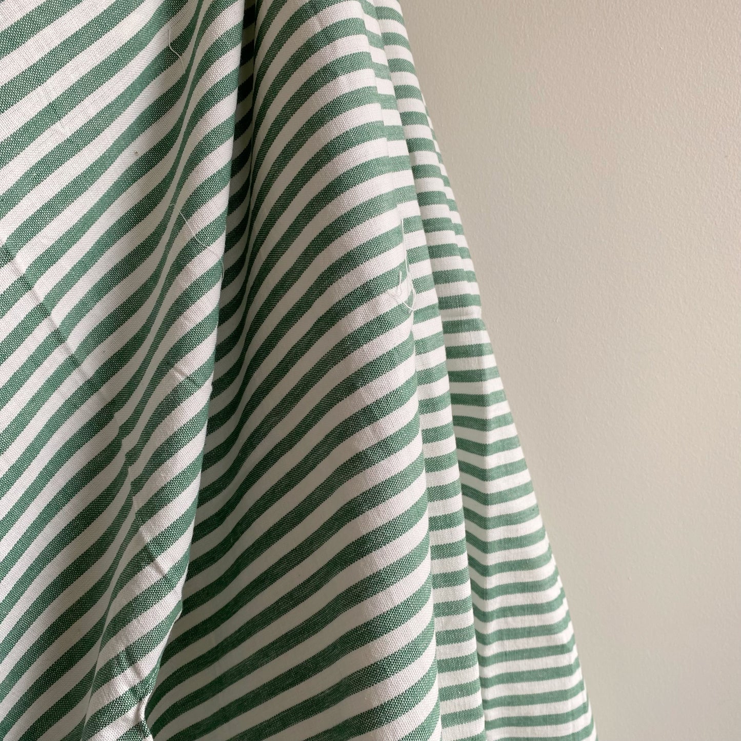 72” Round Green + White Striped Tablecloth