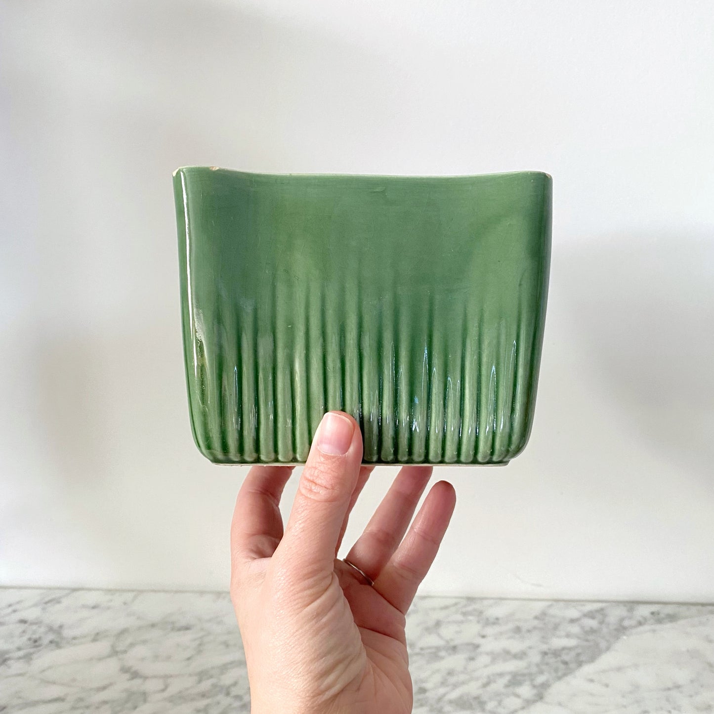 Vintage Green Rectangular Planter