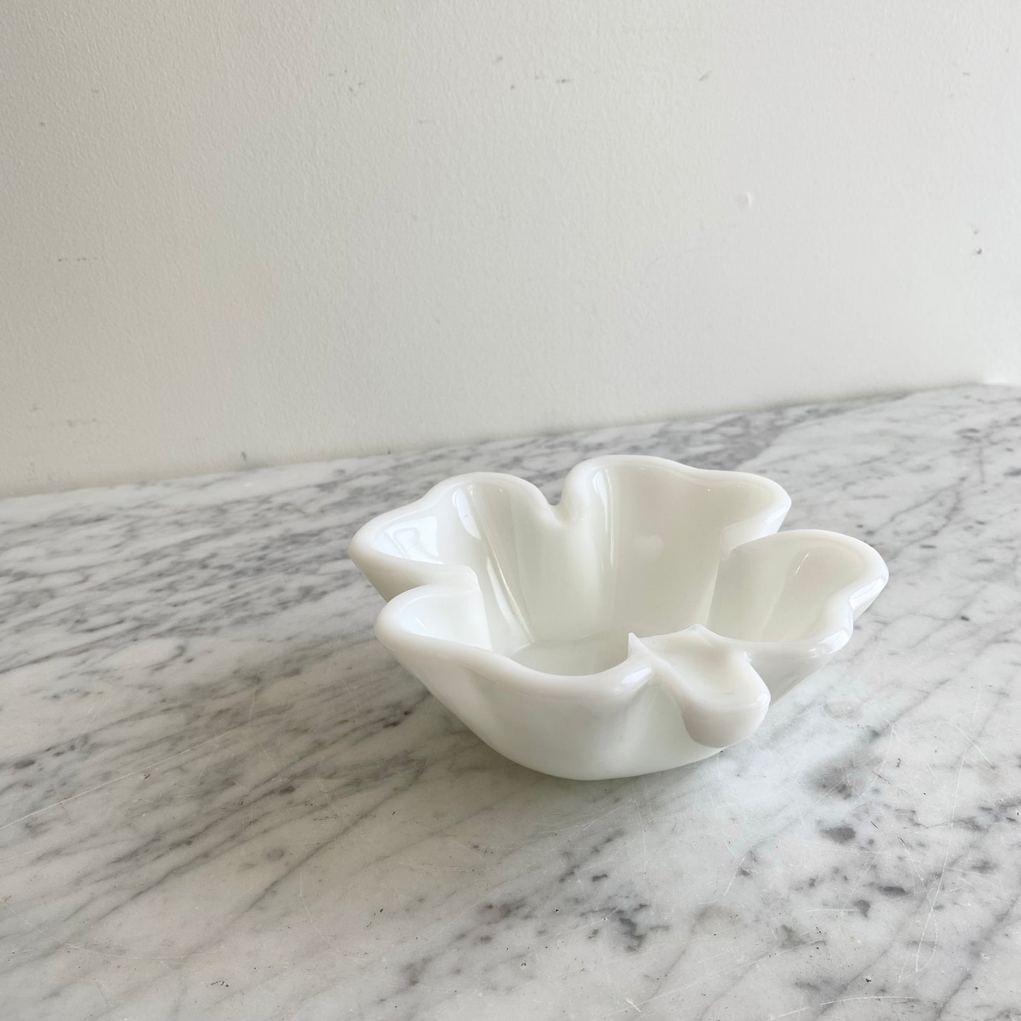 Vintage Milk Glass Clover / Shamrock Ashtray