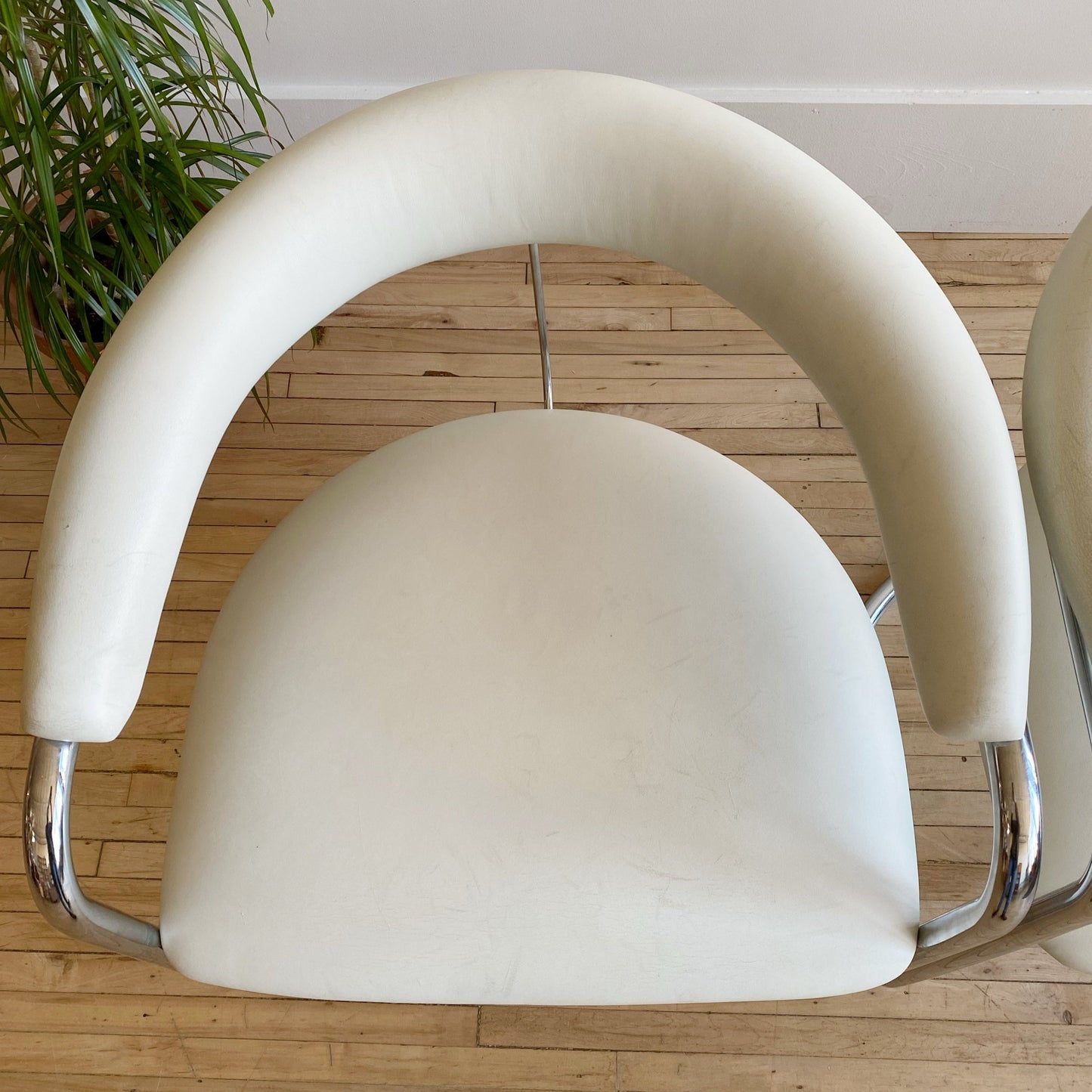 Vintage Mod Leather & Chrome Chair by Thonet