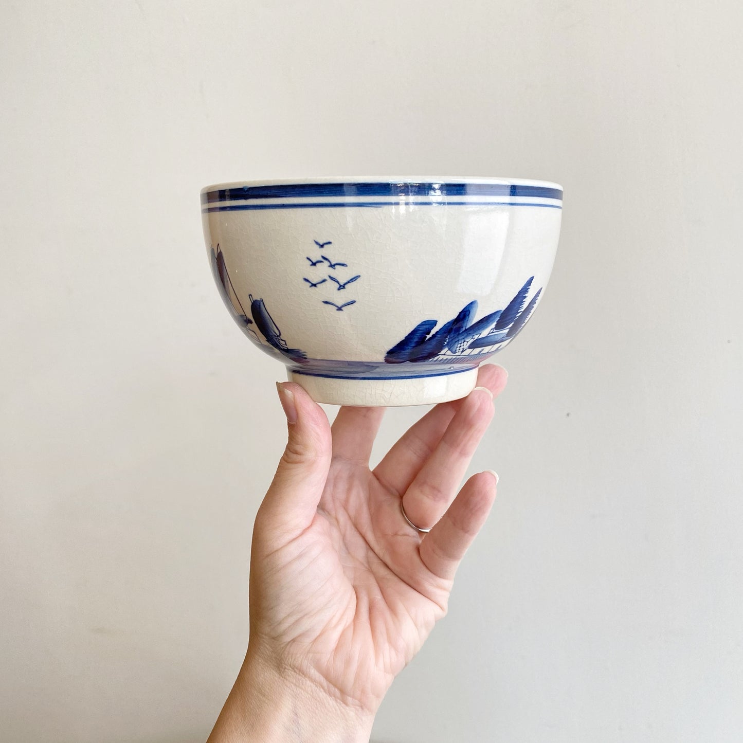 Vintage Ceramic Bowl featuring Sailboats (NAUTICAL COLLECTION)