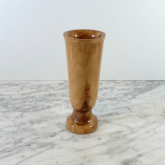 Vintage Turned Wood Vase, 7"