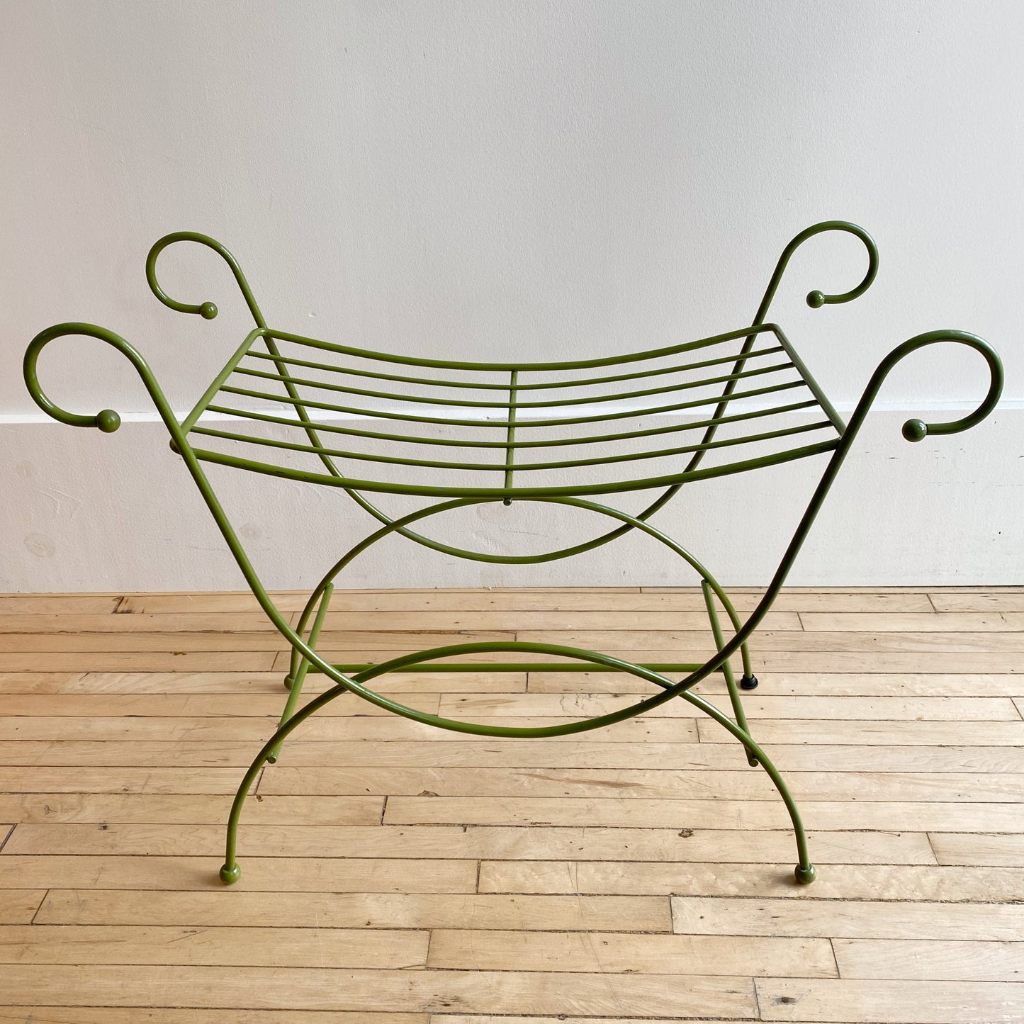 Vintage Green Metal Bench Seat