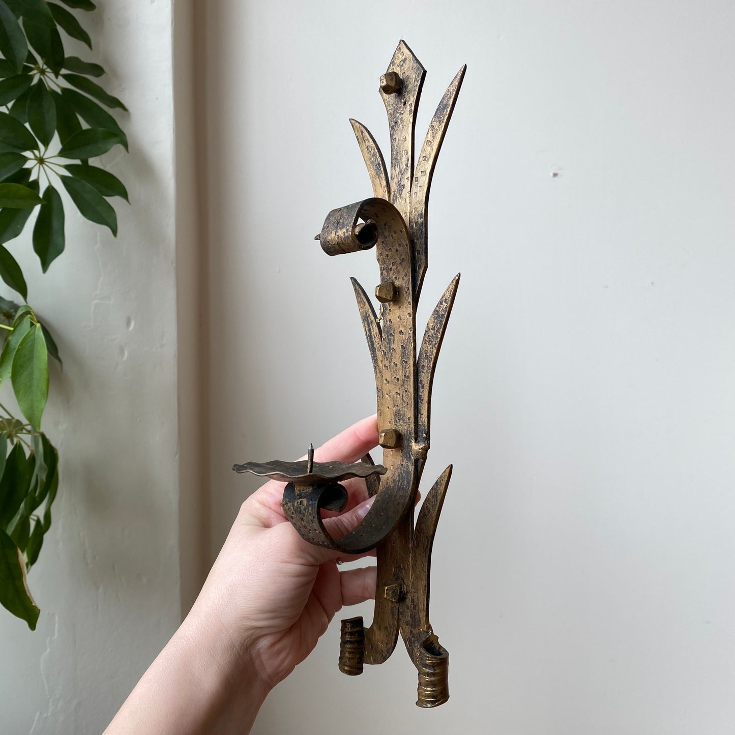 Vintage Spanish Iron Candle Wall Sconce
